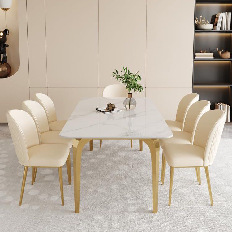 Kitchen Dining Chairs Faux Leather Side Chairs with Gold Metal Legs
