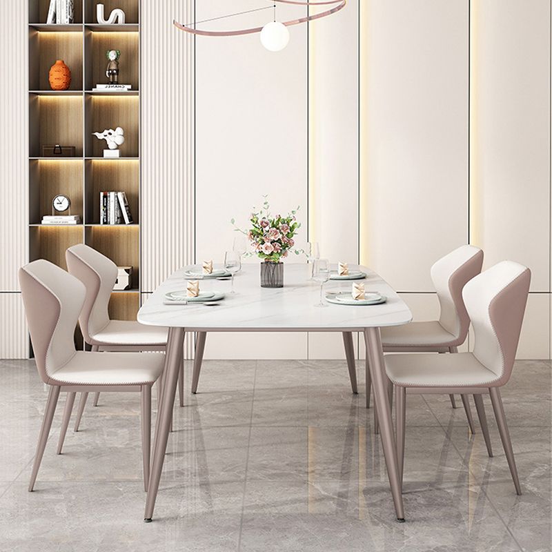 Metal Base Dining Table Tripod Stone Home Kitchen Dining Table