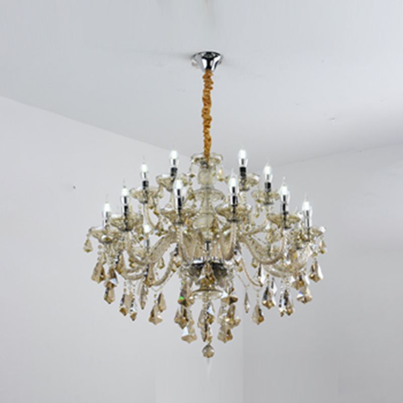 Candlestick Chandelier Light Fixture Crystal Glass Hanging Lamp for Living Room