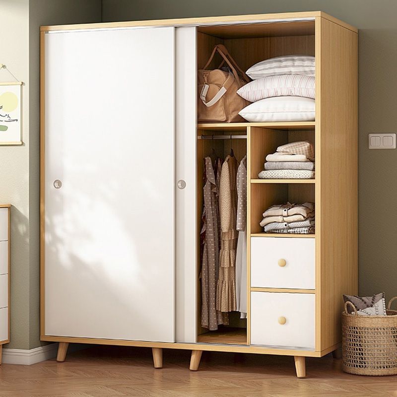 Rectangular Wardrobe Cabinet Modern Minimalist Wooden Wardrobe Armoire
