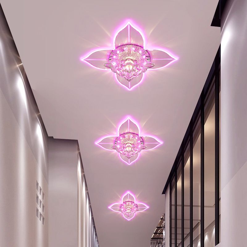 Petals Foyer LED Deckenleuchte Blume Kristall modernistisch Flush-Montage Licht Armatur