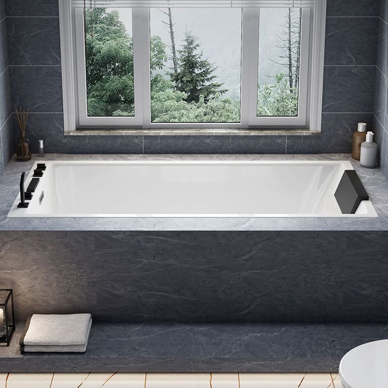 Rectangle Acrylic Soaking Bathtub Contemporary White Drop-in Bathtub