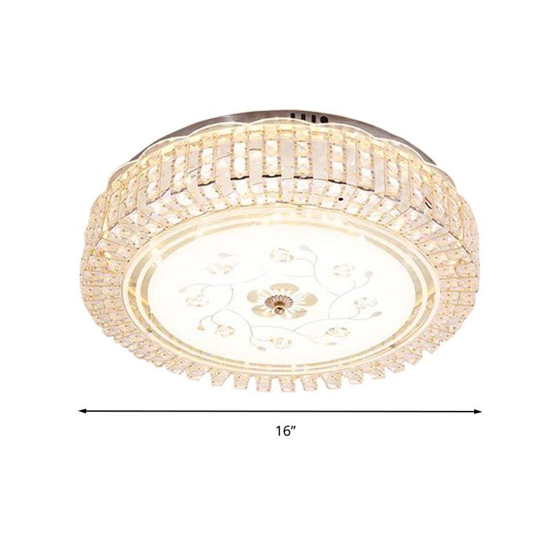 Tambour blanc Ceiling Light Fixture Modern K9 Crystal LED Flush Mount Light, 12 "/16" /19.5 " Wide