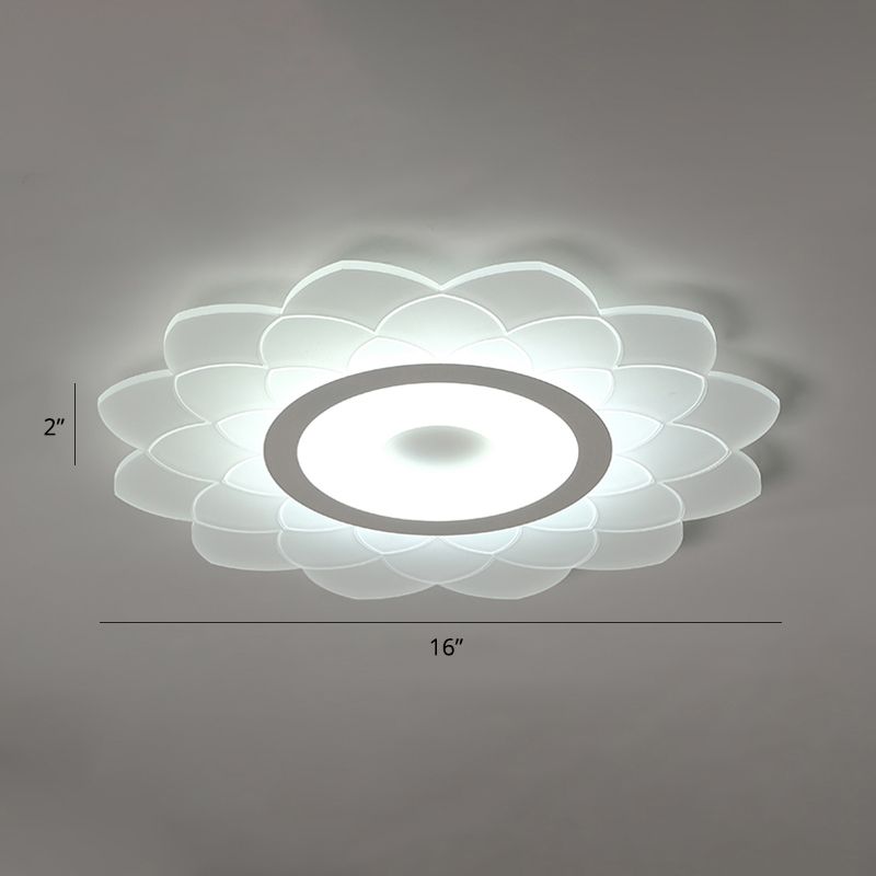 Acryl-Sonnenblumen-Unterputz-Deckenleuchte, schlichte, weiße Unterputz-LED-Leuchte für Schlafzimmer