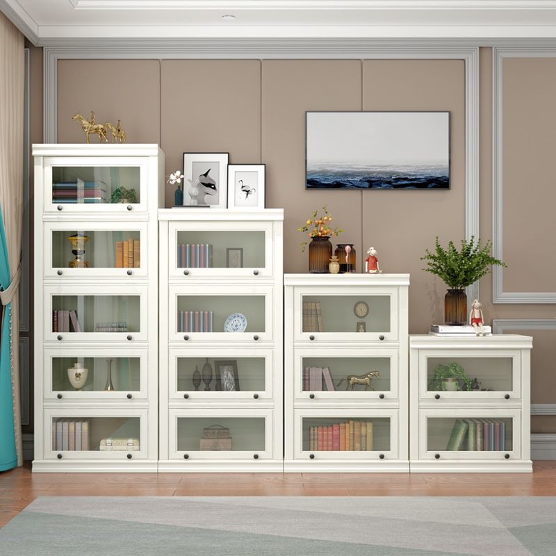 12.80"W Bookcase Contemporary Style Solid Wood Bookshelf for Home Office with Doors