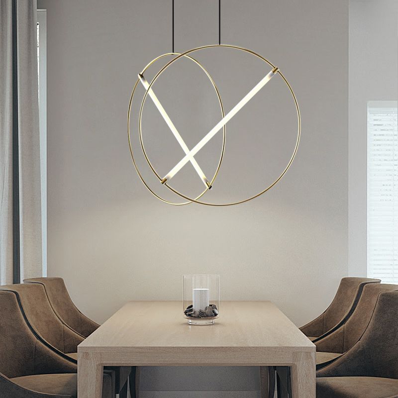 Louleur en forme de boucle de simplicité Éclairage de pendentif en forme de salle à manger en acrylique LED Down Light en or