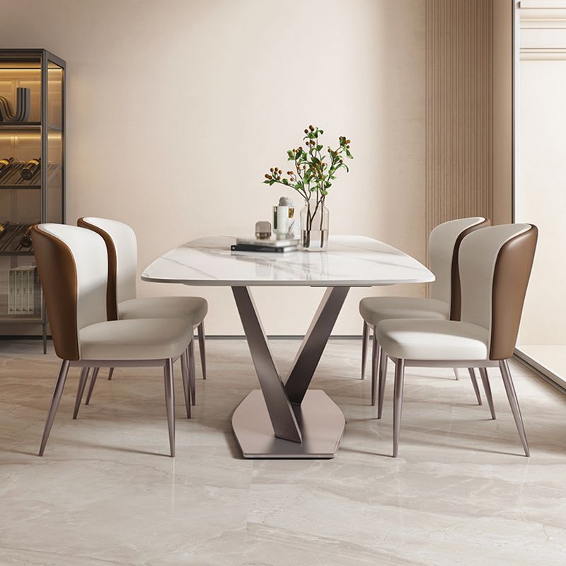 Glam Sintered Stone Küche Esstisch Weißer Küche Esstisch mit Sockelbasis