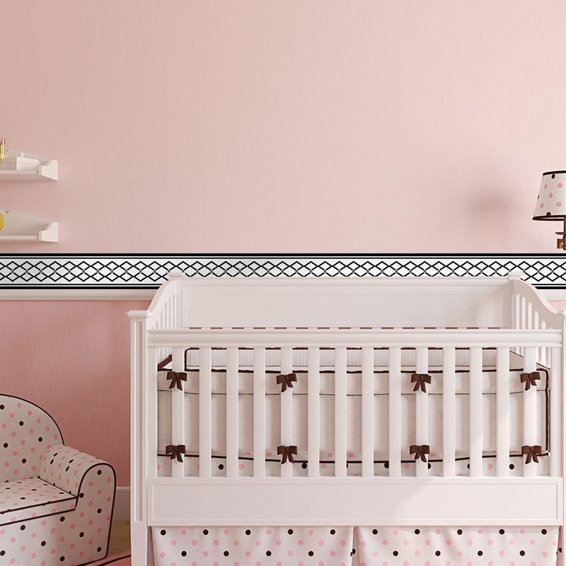 Black Interweaving Pattern Wallpaper Border Peel and Stick Modernist Living Room Wall Art