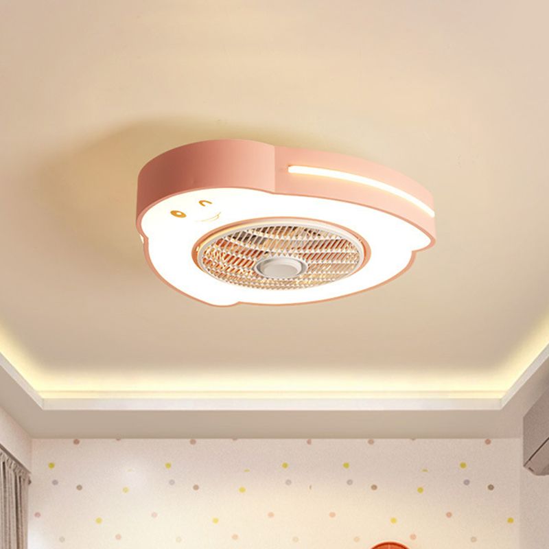 Cartoon Bear / Rabbit / Penguin Fan Lampy Acrylic Kids Room 23 "LED de large près du plafond Light en rose / gris