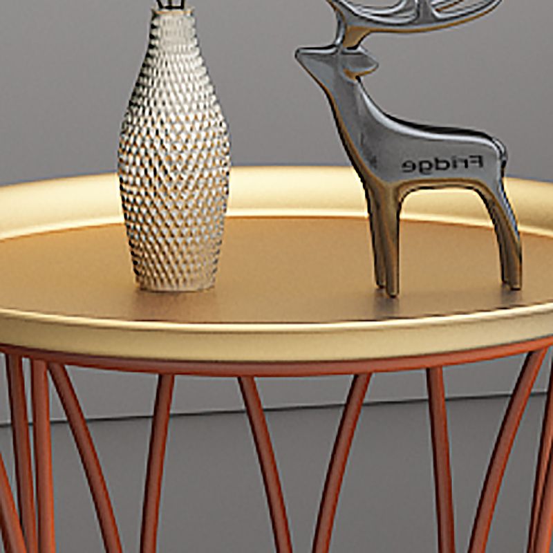 Round Tray Top Side End Table Metal Pedestal Side Table with Storage