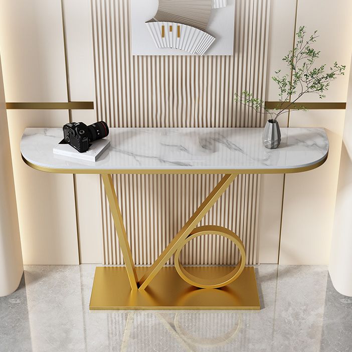 Glam Console Accent Table Antique Finish Half Moon Console Sofa Table