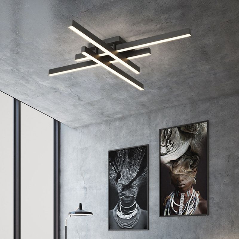 Plafonnier LED noir en acrylique, plafonnier linéaire en aluminium de Style moderne pour espaces intérieurs