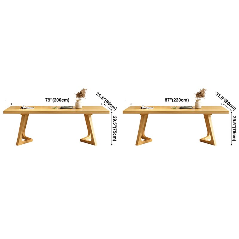 Rectangle Wood Color Dining Table Pine Solid Wood Table Modern with Double Pedestal