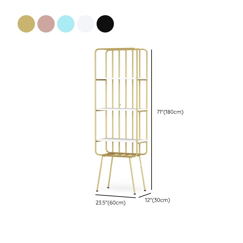 4 Shelves Standard Bookshelf Metal Modern Bookcase ,11.8" W X 70.9" H