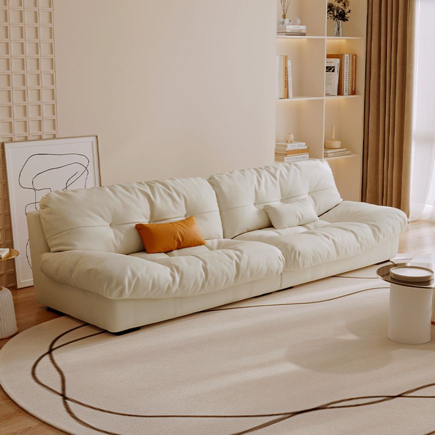 Scandinavian Seating White Tufted Fabric Armless Living Room Standard Settee