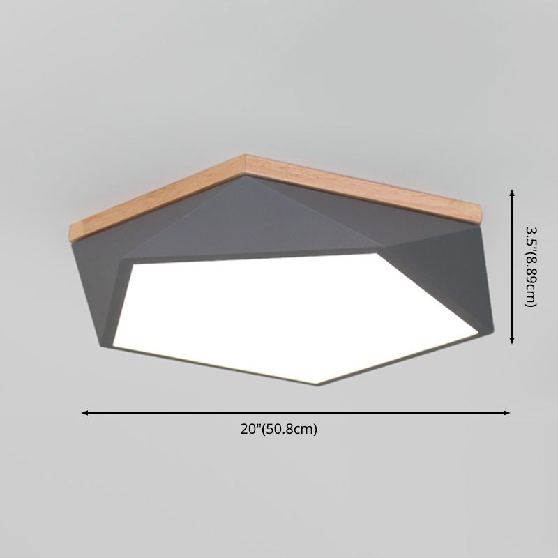 Moderne minimaliste LED géométrique Flush Mount Wrought Iron Ceiling Light with Acrylic Shade