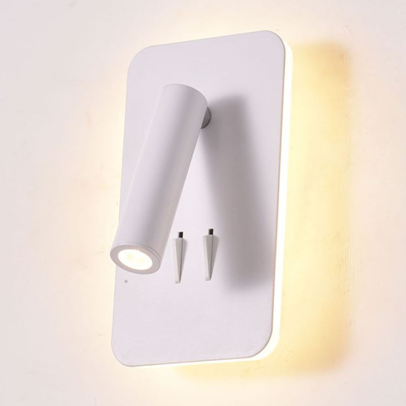 Luces de 2 luces rectangulares apliques de pared moderna luces de lectura montadas en la pared de metal