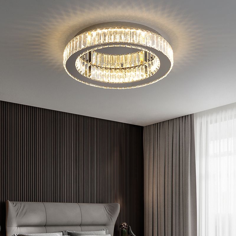 Kristalzilveren LED-inbouwlamp in moderne, modieuze stijl Ronde plafondlamp van roestvrij staal