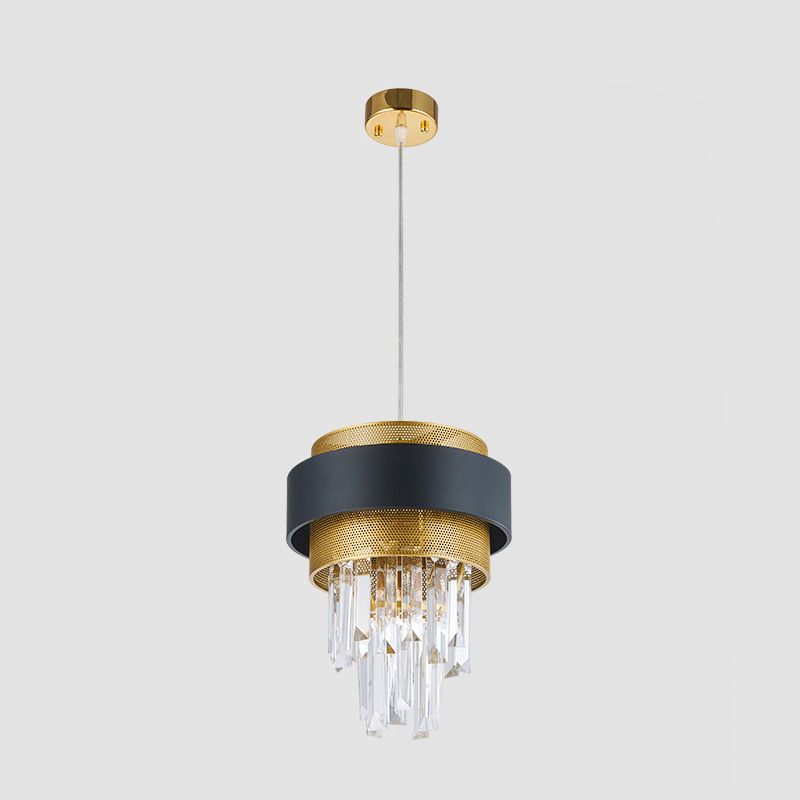 Accordi della Grande stanza giù Mini Pendant Prisms Crystal Modern 1 Bulb Black and Gold Finish Sospension Light