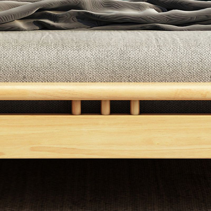 Scandinavian Spindle Headboard Bed with Open-Frame and Wooden Legs