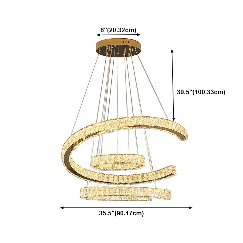 Contemporary Ceiling Pendant Light Crystal Ceiling Hung Fixtures for Living Room