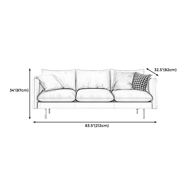 Modern Style Square Armrest Latex Cushions Fill The Grey/brown Sofa