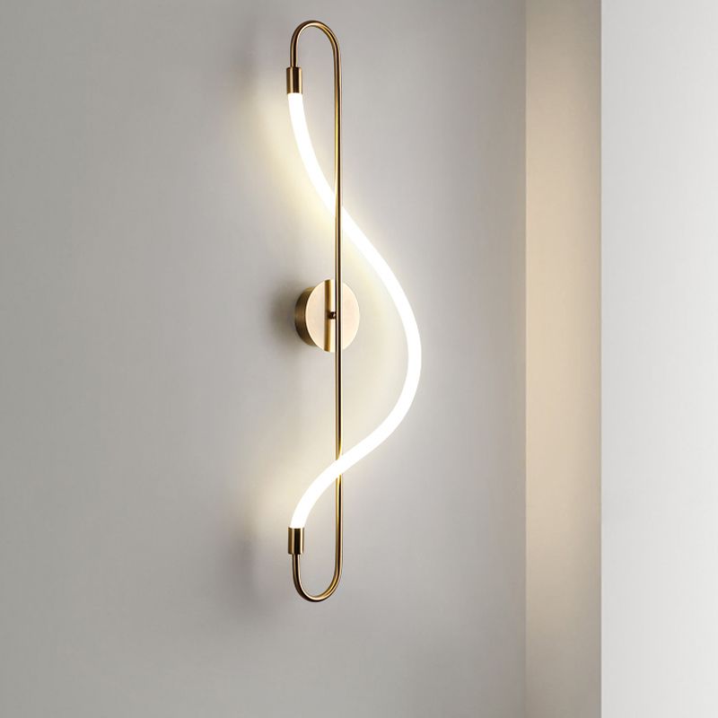 Modern Metal Wall Sconce Note Shape Wall Light with Silicone Shade for Bedroom