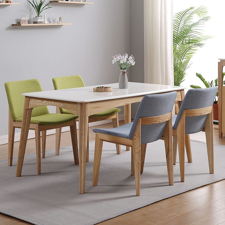 Simple Style Marble Dining Table 4 Legs Base Rectangle Table for Kitchen