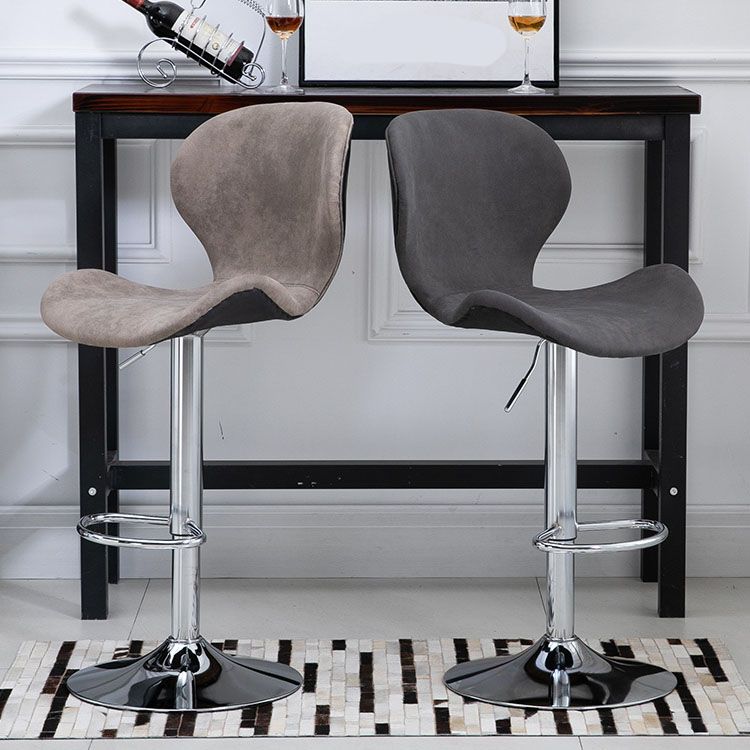 Scandinavian Metal Barstool Faux Leather Low Back Footrest Furniture