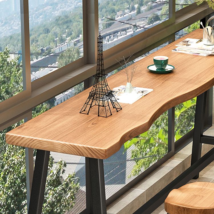 Brown Modern Style Specialty Bar Table Wood and Iron Coffee Shop Bar Table