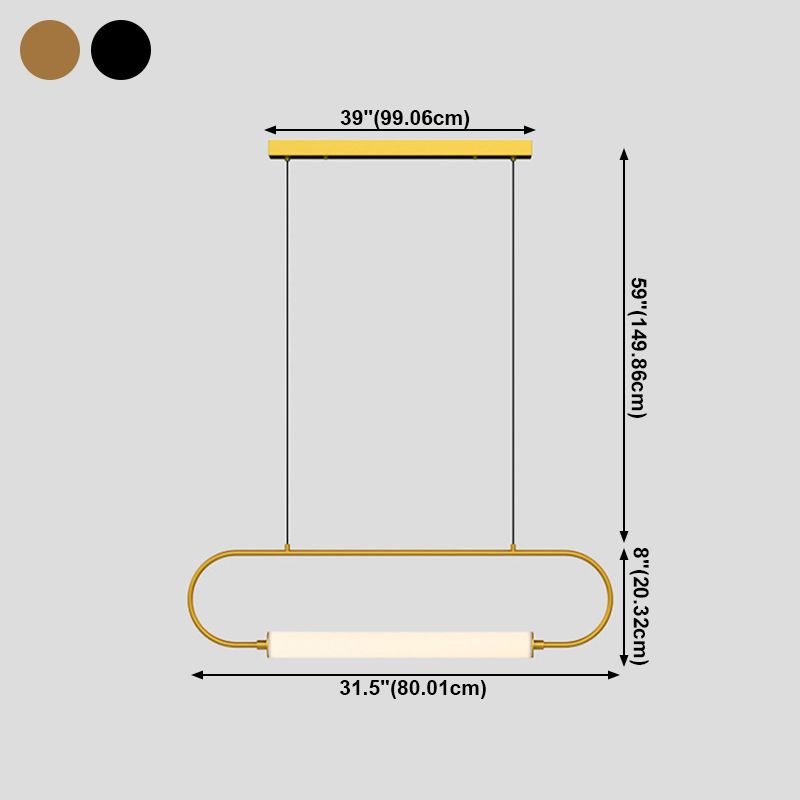 Lineal colgante isla luz contemporánea lámpara de lámpara de metal lámpara para comedor