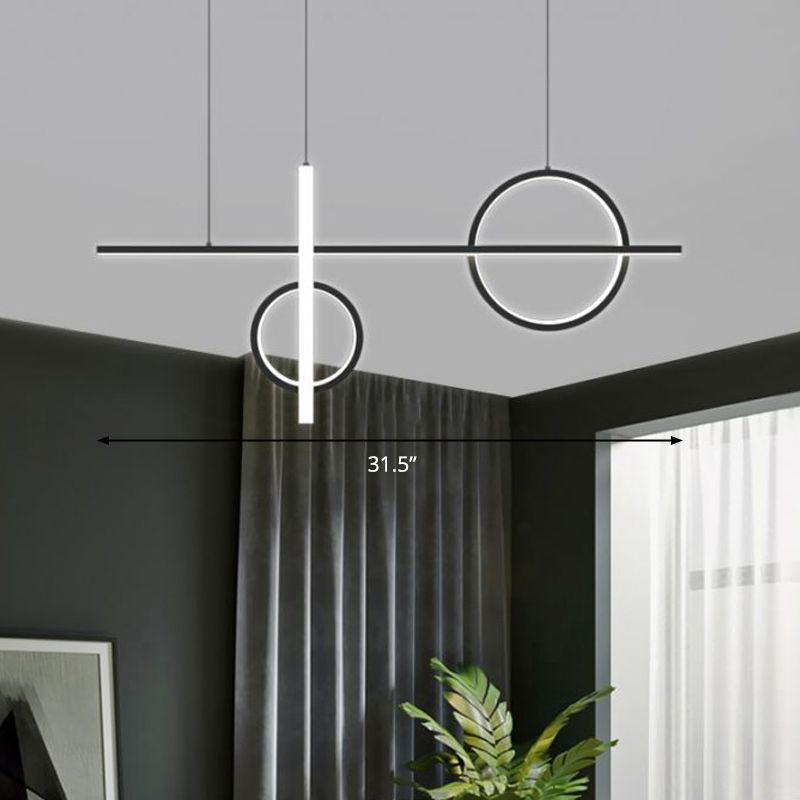 Crossed Island Pendant Light Novelty Minimalist Acrylic Black LED Suspension Light