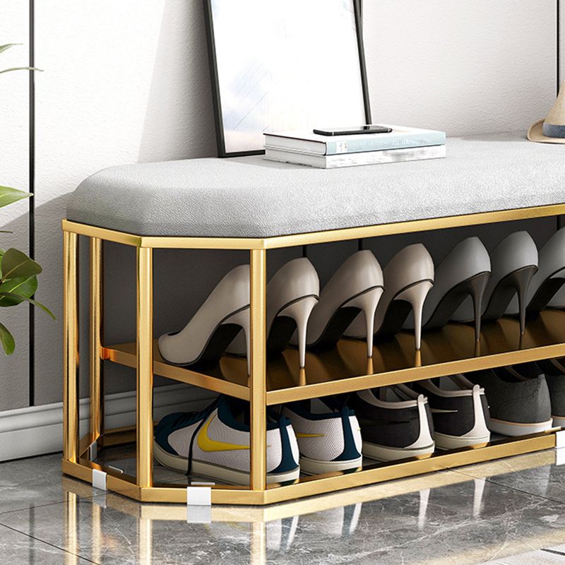 Glam Plain Storage Ottoman Velvet Rectangle Shelved Ottoman Pouf