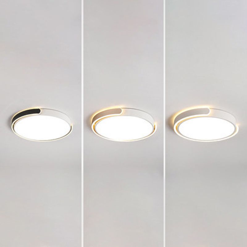Round LED Ceiling Light Fixture Modernism Metal Bedroom Flushmount Lighting with Acrylic Diffuser