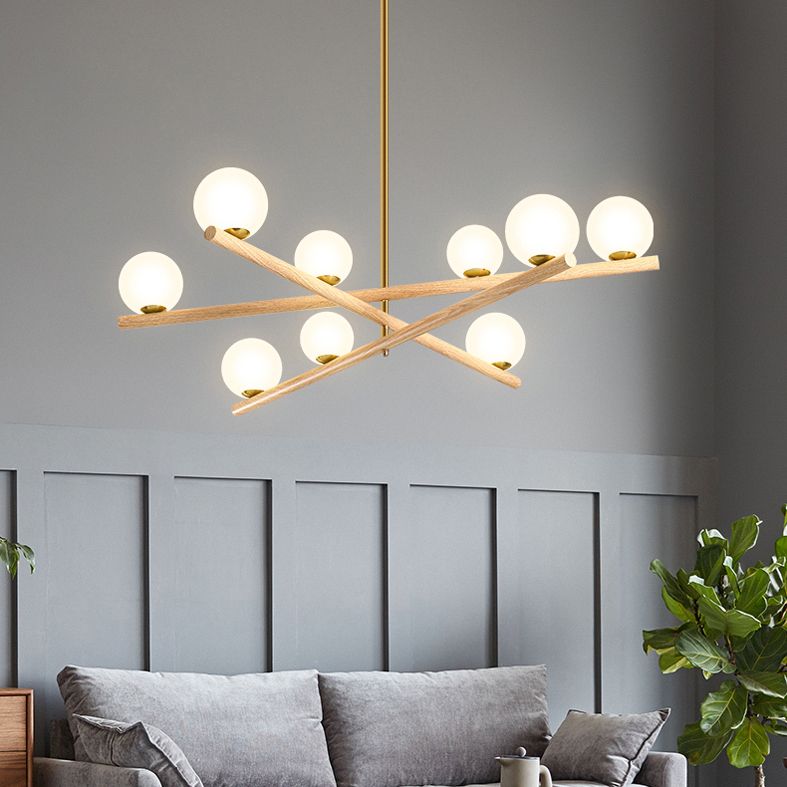 Burbujas nórdicas lámparas colgantes salón de estar de madera lámpara de araña de lámpara en blanco