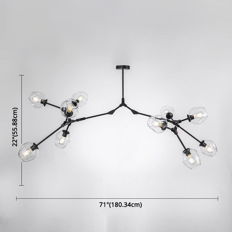 Apparecchi di illuminazione del lampadario ramificati Luce di sospensione in vetro moderno per soggiorno