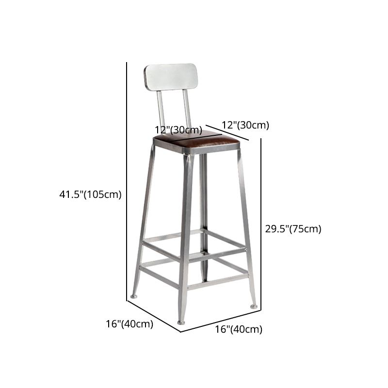 Industrial Coffee Shop Footrest Stools Silver Iron Bar Stool