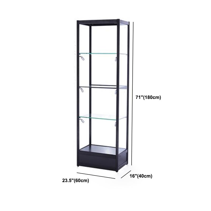 Metal Curio Cabinet Modern Black Display Stand with Three Glass Shelves