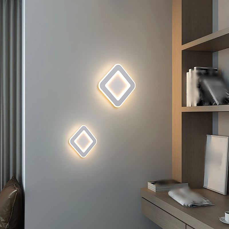 Round Wall Mount Light Simple LED Wall Sconce Light with Acrylic Shade for Bedroom