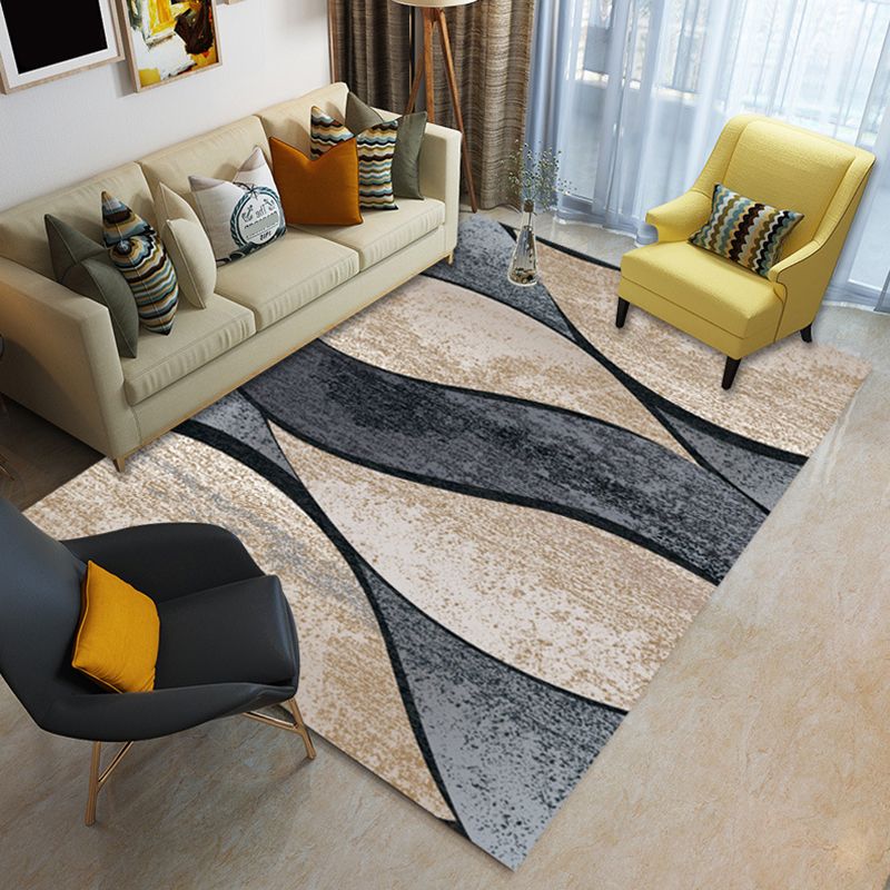 Glam Living Room Rug Multi Colored Abstract Pattern Carpet Synthetics Machine Washable Non-Slip Rug