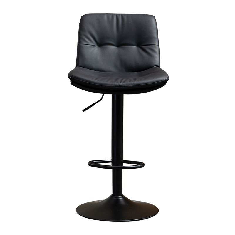 Contemporary Metal Barstool Faux Leather Footrest Adjustable Low Back Counter Stool