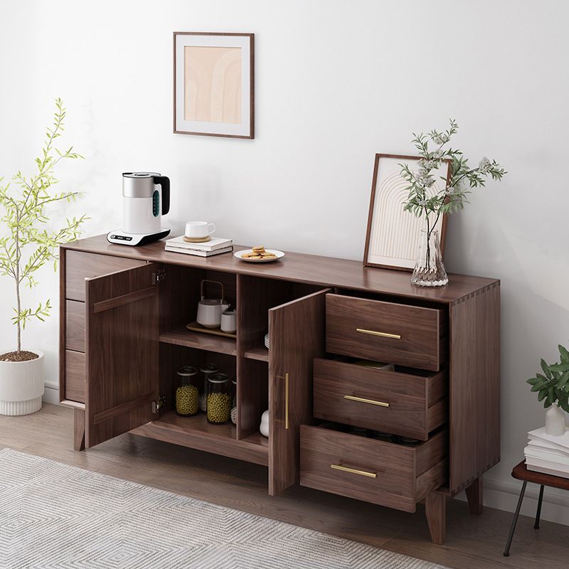 Contemporary Dining Buffet Solid Wood Sideboard Table with Cabinets and Drawers