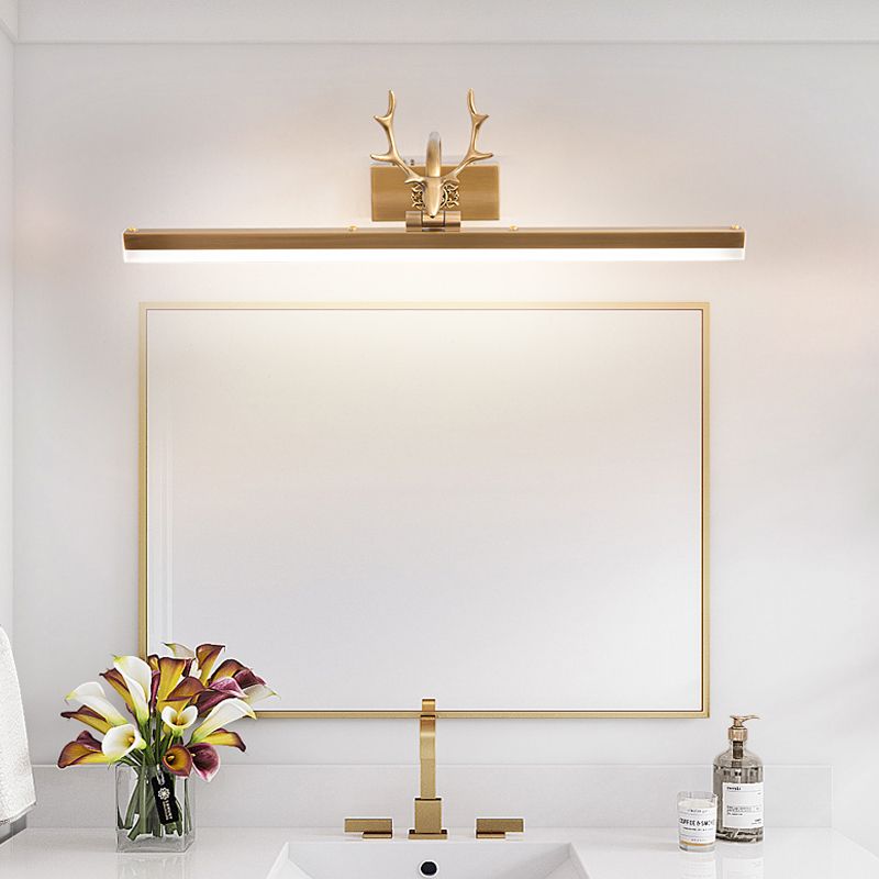 Mid-Century Vintage Style Strip Wall Mounted Vanity Lights Copper Flush Mount Wall Sconce for Bathroom