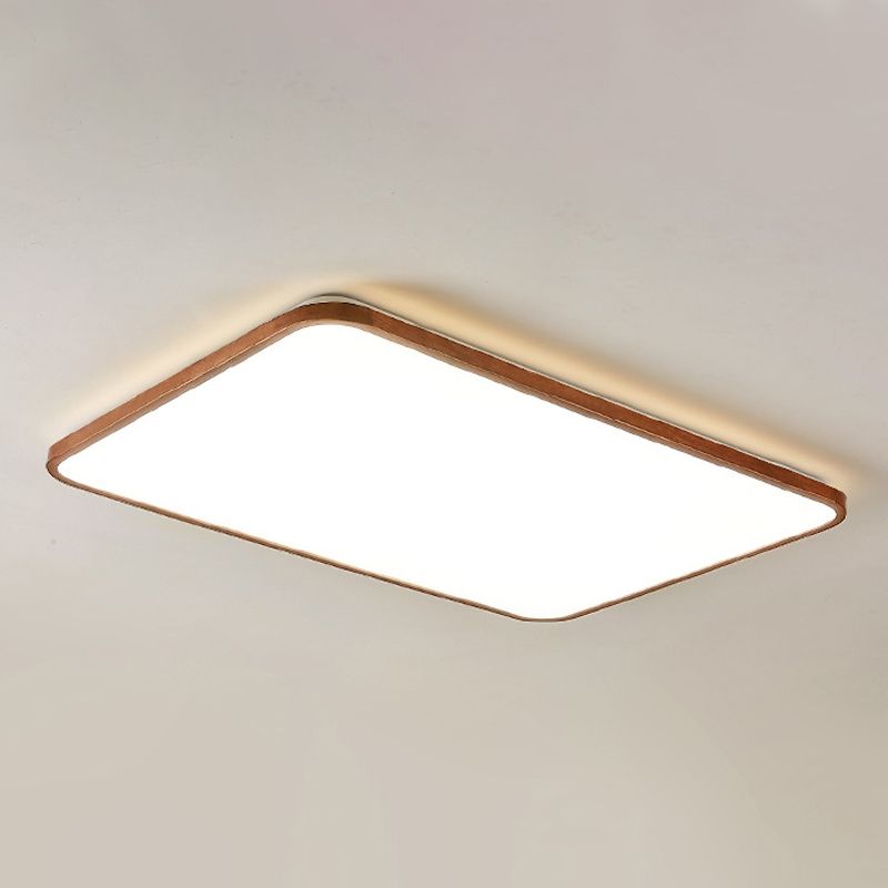 Modern Geometry Shape LED Ceiling Lamp Wood 1 Light Flush Mount for Living Room Aisle