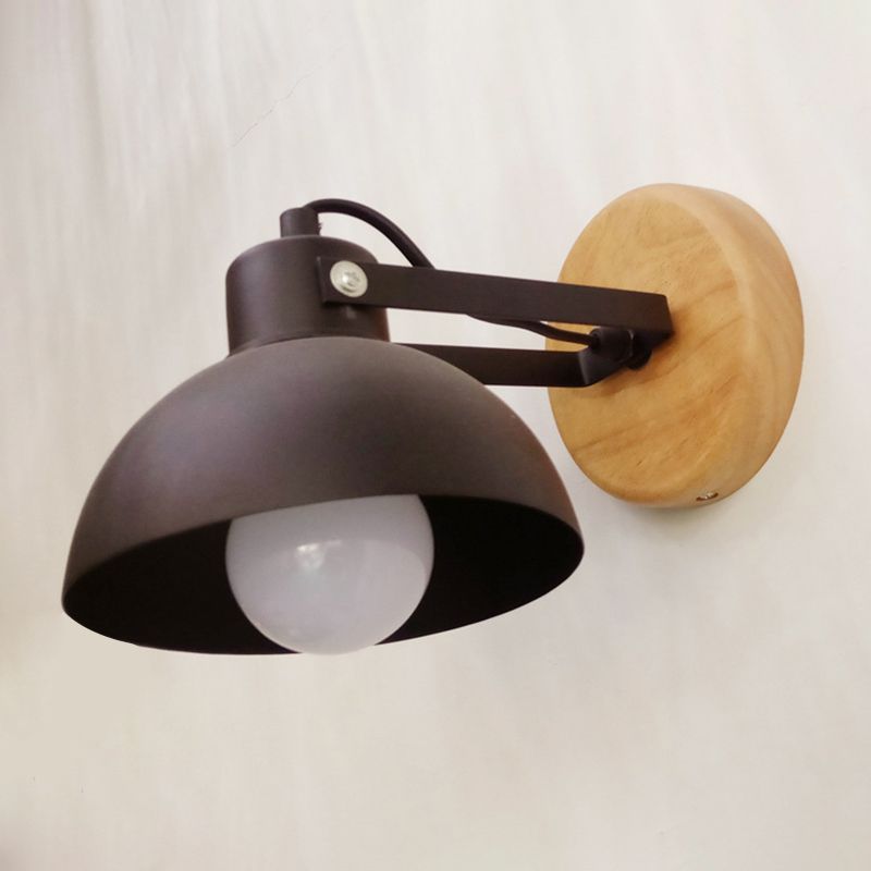Dome Shape Wall Lighting Modern Style Metal 2 Lights Sconce Lamp in Black/White