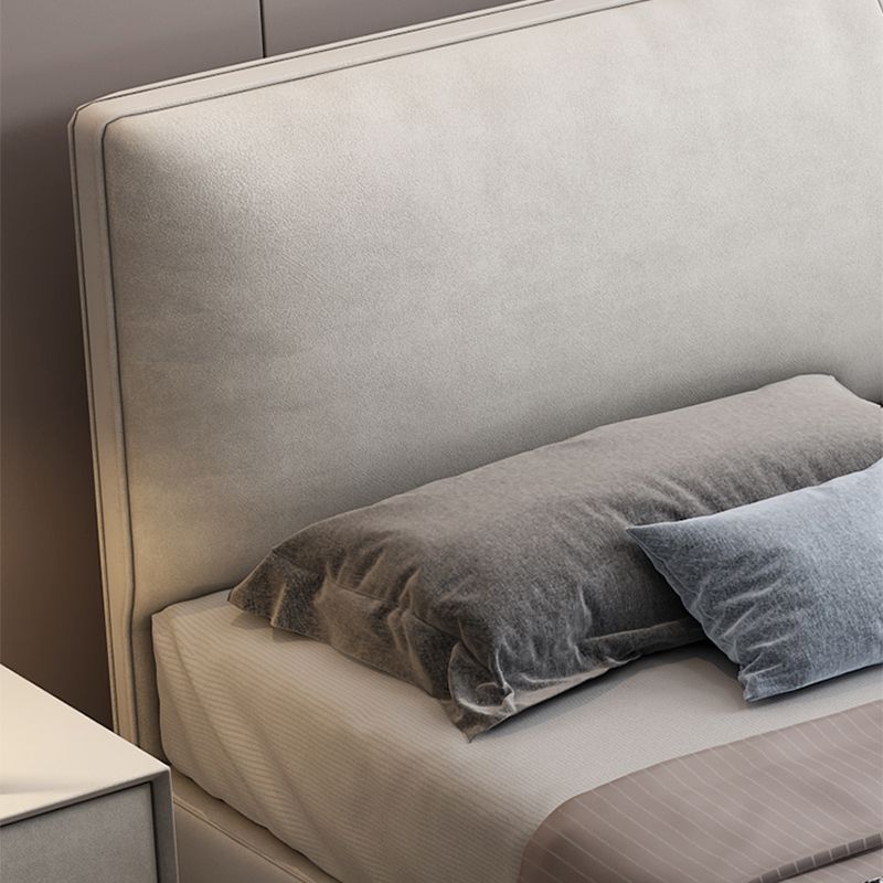 Modern Beige Standard Bed with Rectangular Panel Headboard and Legs