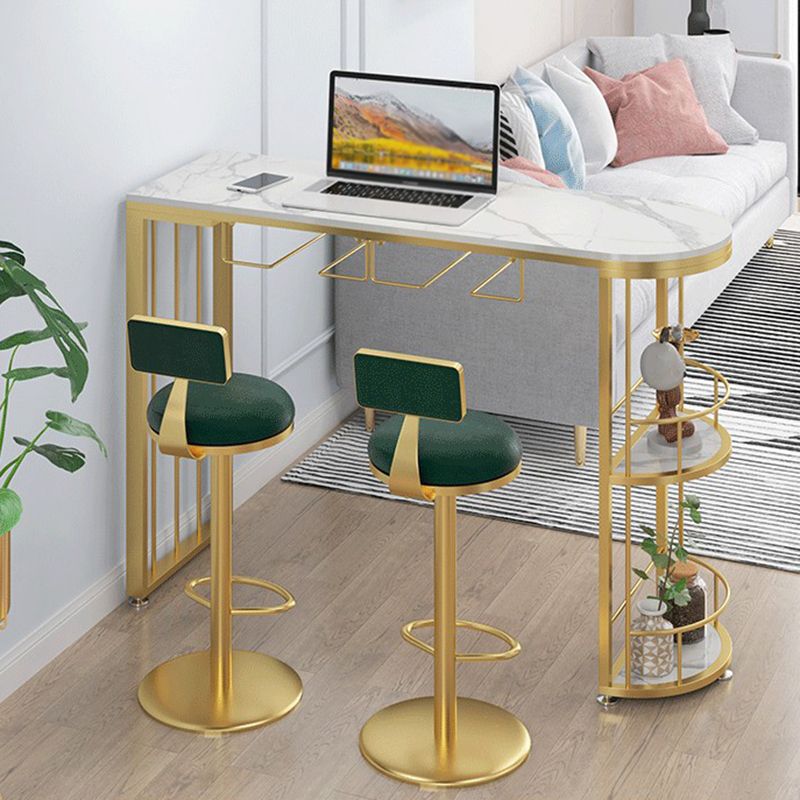 Modern Stone Top Bar Table Set 1/2/3 Pcs Free Form Bar Table and Adjustable Height Stools