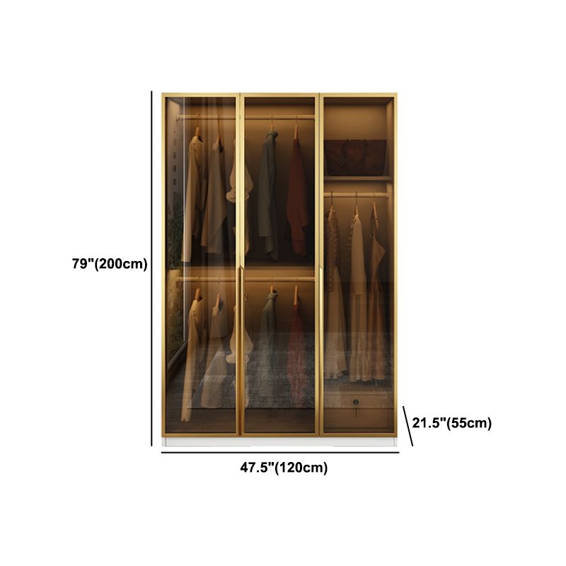Modern Style Glass Wardrobe Bedroom Wardrobe Closet with Drawer