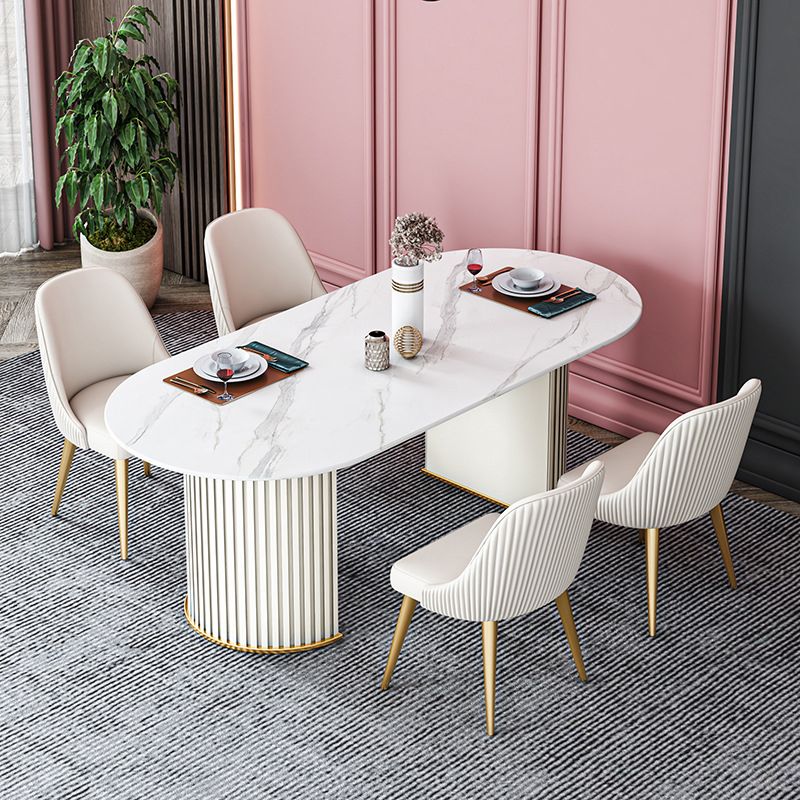 Mesa de comedor ovalada estándar moderna, mesa de comedor de piedra sinterizada para cocina