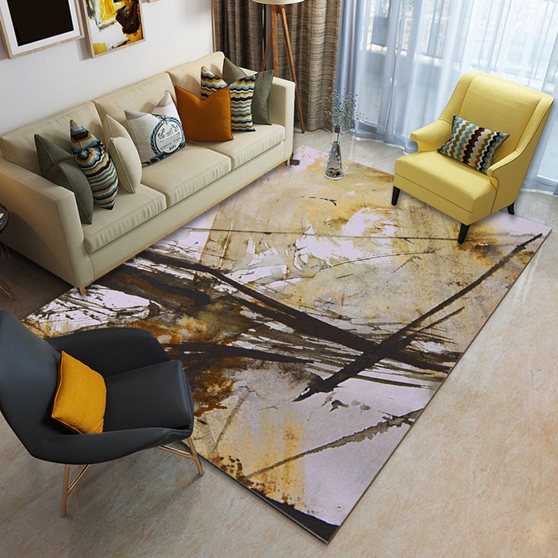 Nordic Abstract Print Rug Multicolor Polyster Area Rug Anti-Slip Backing Stain-Resistant Carpet for Living Room